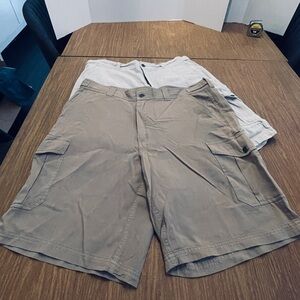 Island Republic two Pair Men's Beige and Tan Cargo Shorts. Dress or casual